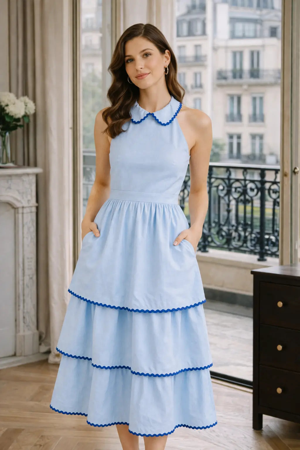 Linen Maxi Tiered Dress