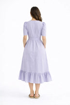 Linen purple midi dress