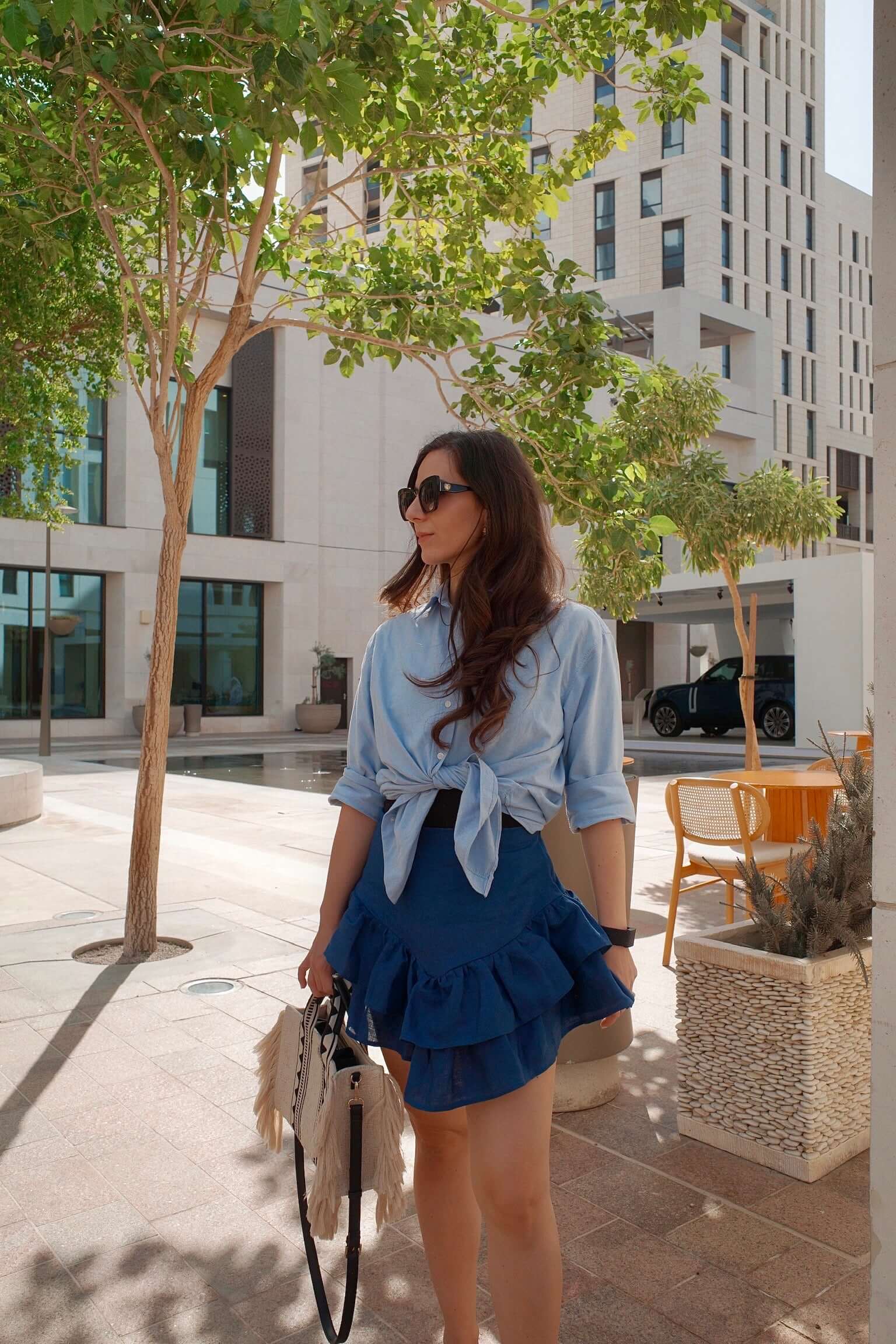 Navy Ruffled Skirt.
